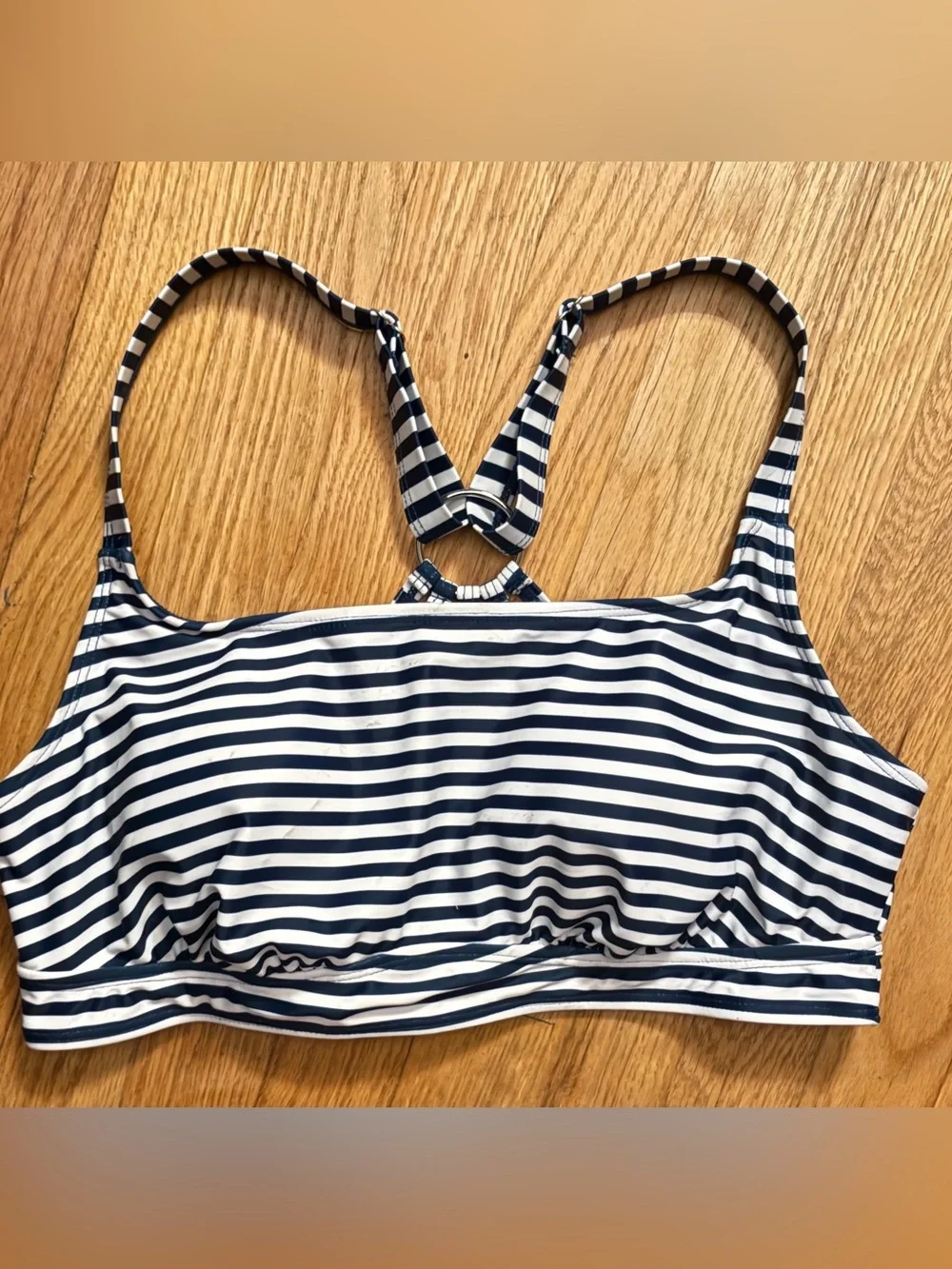 Striped Navy and White Bikini Top. New w/o tags
